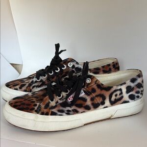Superga Animal Print Leopard Sneakers with Black Laces 39